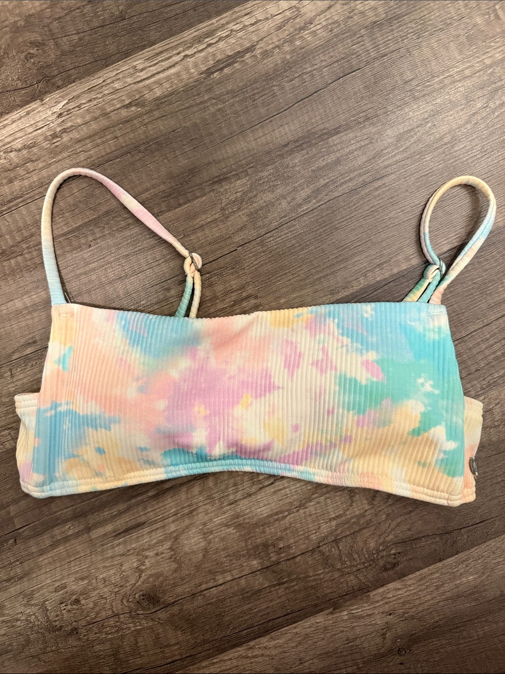 Women’s Small BilaBong Pastel Tie-Dye Ribbed Bikini Top